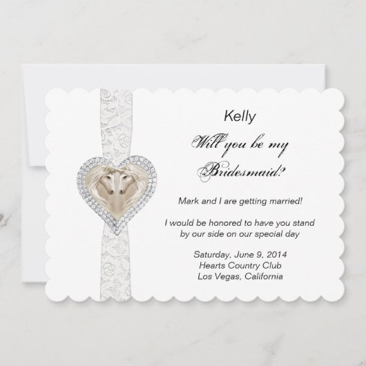 Unicorn en Lace Wedding Bridesmaid Kaart (Voorkant)