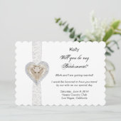 Unicorn en Lace Wedding Bridesmaid Kaart (Staand voorkant)