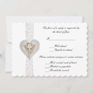 Unicorn en Lace Wedding Response Kaart