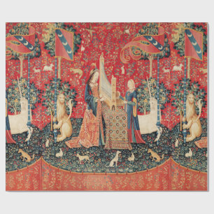 UNICORN EN LADY DIE ORGAN SPELEN MET DIEREN CADEAUPAPIER