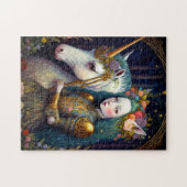 Unicorn en Lady Fantasy Art Legpuzzel (Horizontaal)