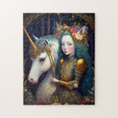 Unicorn en Lady Fantasy Art Legpuzzel (Verticaal)