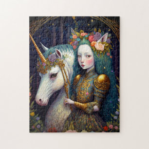 Unicorn en Lady Fantasy Art Legpuzzel