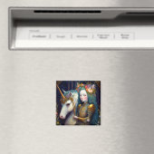Unicorn en Lady Fantasy Art Magneet (Insitu (Vaatwasser))