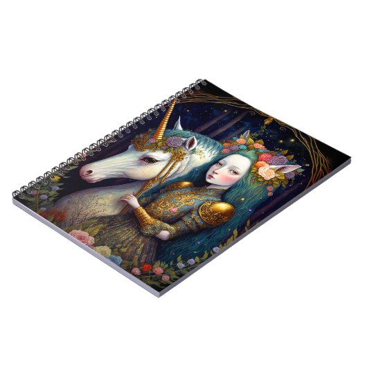 Unicorn en Lady Fantasy Art Planner Notitieboek (Linkerzijde)