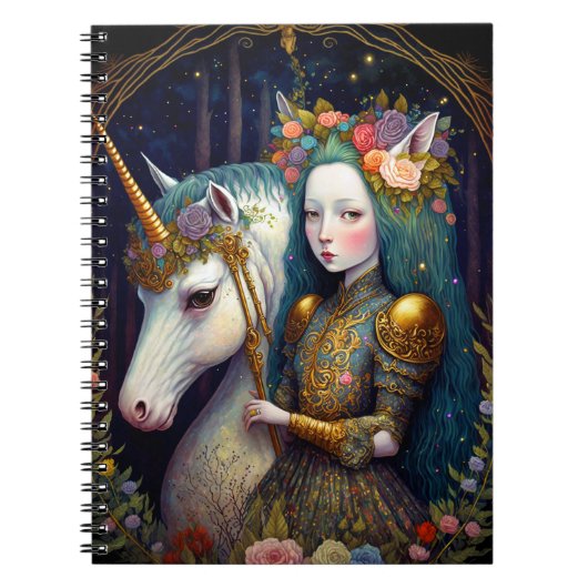 Unicorn en Lady Fantasy Art Planner Notitieboek (Voorkant)