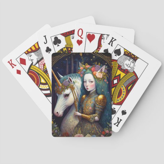 Unicorn en Lady Fantasy Art Pokerkaarten (Achterkant)