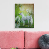 Unicorn en Lilies Fantasy Horse Art Canvas Afdruk (Insitu (Woonkamer))