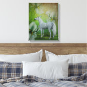 Unicorn en Lilies Fantasy Horse Art Canvas Afdruk (Insitu (Slaapkamer))