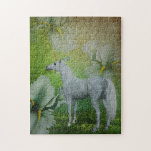 Unicorn en Lilies Fantasy Horse Art Legpuzzel (Verticaal)