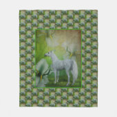Unicorn en Lily Flowers Fleece Deken (Voorkant)
