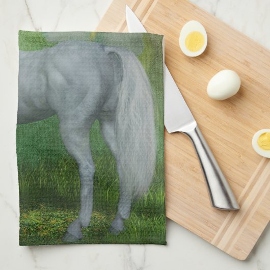 Unicorn en Lily Flowers Theedoek (Quarter Fold)