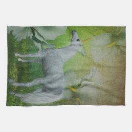 Unicorn en Lily Flowers Theedoek