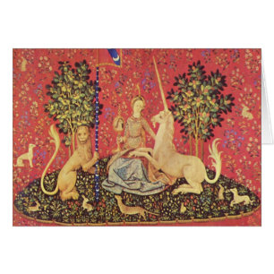 Unicorn en Maiden Medieval Tapestry Afbeelding