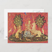Unicorn en Maiden Medieval Tapestry Afbeelding Briefkaart (Voorkant / Achterkant)