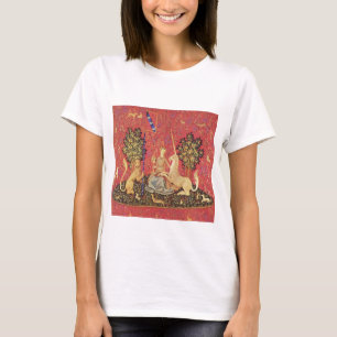 Unicorn en Maiden Medieval Tapestry Afbeelding T-shirt