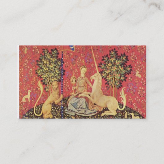 Unicorn en Maiden Medieval Tapestry Afbeelding Visitekaartje (Voorkant)