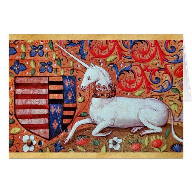 UNICORN EN MEDIEVAL FANTASY FLOWERS, FLORAL MOTIFS (Voorkant Horizontaal)