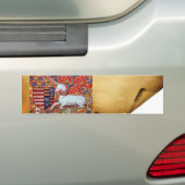 UNICORN EN MEDIEVAL FANTASY FLOWERS, FLORAL MOTIFS BUMPERSTICKER (Op auto)