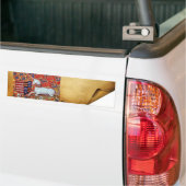 UNICORN EN MEDIEVAL FANTASY FLOWERS, FLORAL MOTIFS BUMPERSTICKER (Op Truck)