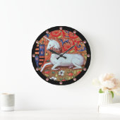UNICORN EN MEDIEVAL FANTASY FLOWERS, FLORAL MOTIFS GROTE KLOK (Huis)