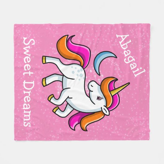 Unicorn en Moon Fleece Deken (Voorkant (Horizontaal))