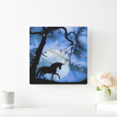 Unicorn en Moon Vierkante Klok (Huis)