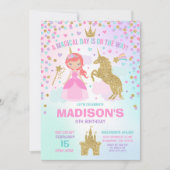 Unicorn en Princess Invitation Magical Birthday Kaart (Voorkant)
