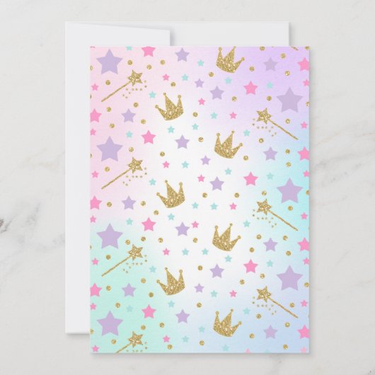 Unicorn en Princess Invitation Magical Birthday Kaart (Achterkant)