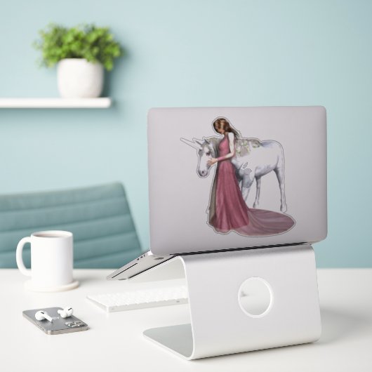 Unicorn en Princess Sticker (Laptop op bureau)