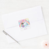 Unicorn en prinses Birthday Dank je wel Vierkante Sticker (Envelop)
