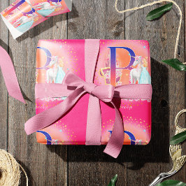 Unicorn en prinses met Castle Letter B Monogram Cadeaupapier