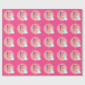 Unicorn en Prinses met Castle Letter E Monogram Cadeaupapier (Vlak)