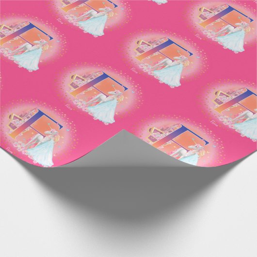 Unicorn en prinses met Castle Letter F Monogram Cadeaupapier (Hoek)