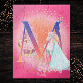 Unicorn en Prinses met Castle Letter M Monogram Legpuzzel