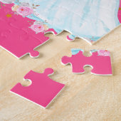 Unicorn en prinses met Castle Letter N Monogram Legpuzzel (Zijkant)