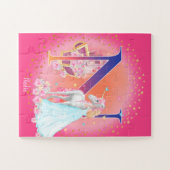 Unicorn en prinses met Castle Letter N Monogram Legpuzzel (Horizontaal)