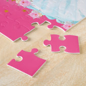 Unicorn en prinses met Castle Letter O Monogram Legpuzzel (Zijkant)