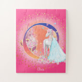 Unicorn en prinses met Castle Letter O Monogram Legpuzzel (Verticaal)