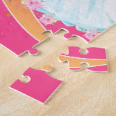 Unicorn en Prinses met Castle Letter Q Monogram Legpuzzel (Zijkant)