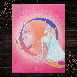 Unicorn en Prinses met Castle Letter Q Monogram Legpuzzel