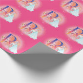 Unicorn en prinses met Castle Letter R Monogram Cadeaupapier (Hoek)