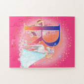 Unicorn en prinses met Castle Letter R Monogram Legpuzzel (Horizontaal)