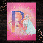 Unicorn en prinses met Castle Letter R Monogram Legpuzzel