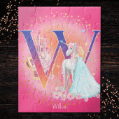 Unicorn en Prinses met Castle Letter W Monogram Legpuzzel