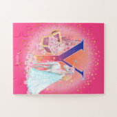 Unicorn en Prinses met Castle Letter Y Monogram Legpuzzel (Horizontaal)