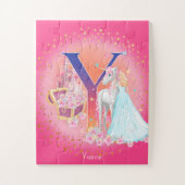Unicorn en Prinses met Castle Letter Y Monogram Legpuzzel (Verticaal)