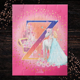 Unicorn en Prinses met Castle Letter Z Monogram Legpuzzel
