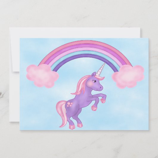 Unicorn en Rainbow Birthday Uitnodiging (Voorkant)
