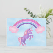 Unicorn en Rainbow Birthday Uitnodiging (Staand voorkant)